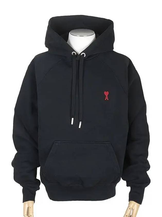 Heart Logo Cotton Hoodie Black - AMI - BALAAN 6