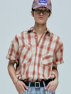 cig plaid two pocket work short sleeve shirt red - KND - BALAAN 3