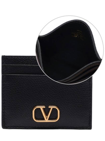 V Logo Signature Card Wallet Black - VALENTINO - BALAAN 2