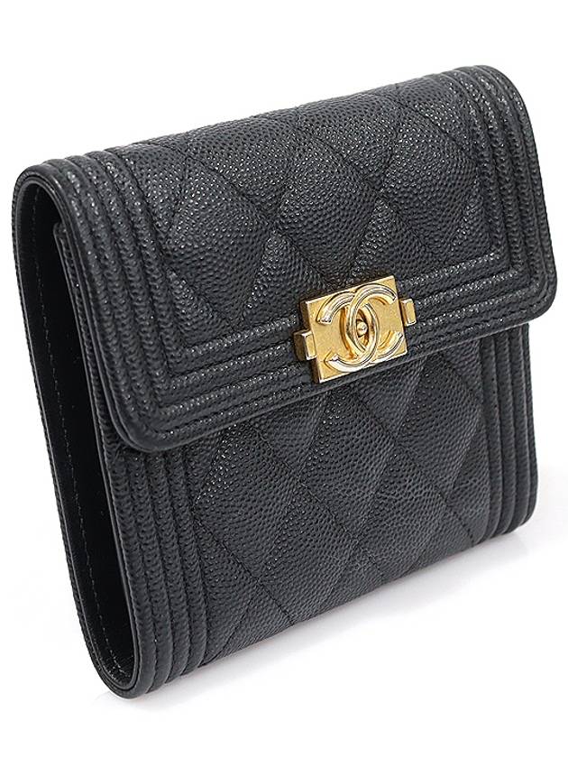 A80734 Black caviar gold boy half wallet 30s - CHANEL - BALAAN 3