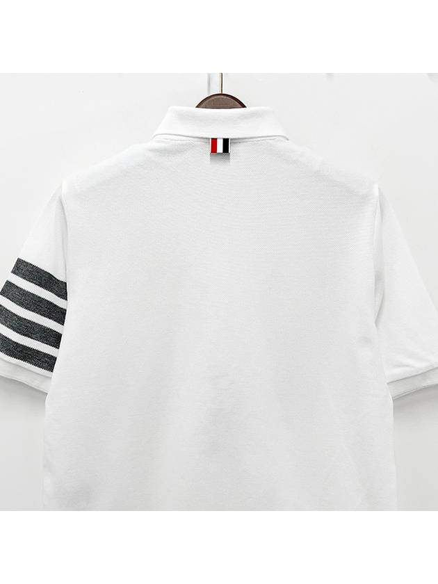 4 Bar Classic Pique Short Sleeve Polo Shirt White - THOM BROWNE - BALAAN 8