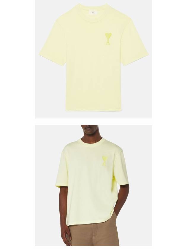 UTS002.726 703 Heart Logo Patch Short Sleeve T-Shirt Pale Yellow T-Shirt TJ - AMI - BALAAN 4