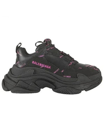 Triple S All-Over Logo Low Top Sneakers Pink Black - BALENCIAGA - BALAAN 1