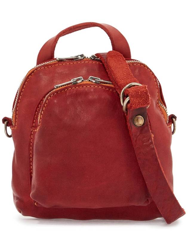 mini red leather backpack handcrafted with adjustable shoulder strap and front pockets - GUIDI - BALAAN 1