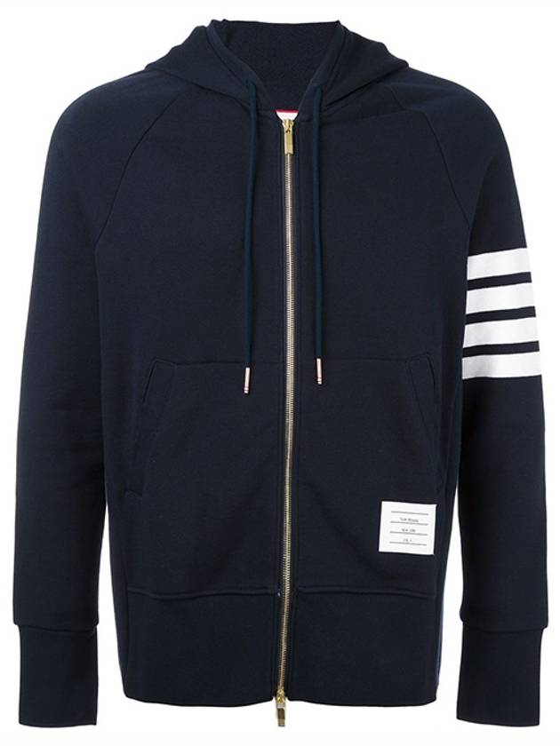 Engineered 4 Bar Diagonal Zip Up Hoodie Navy - THOM BROWNE - BALAAN 2