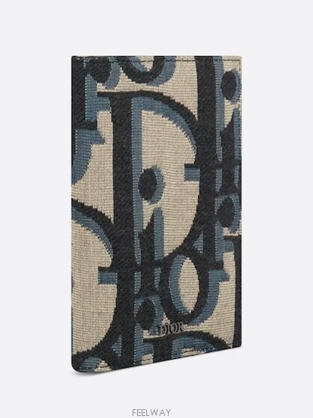 Oblique Jacquard Passport Wallet Beige Black - DIOR - BALAAN 3