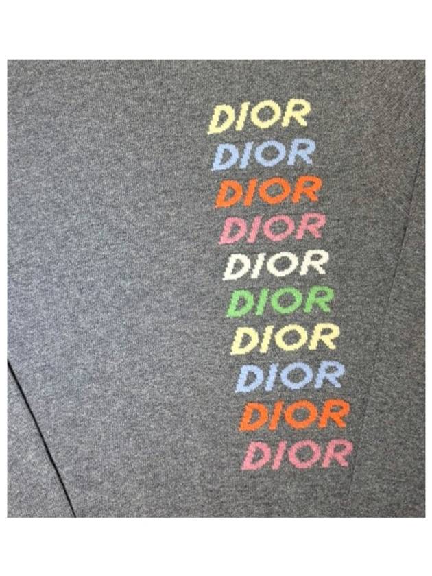 Logo Intarsia Wool Cashmere Knit Top Grey - DIOR - BALAAN 7