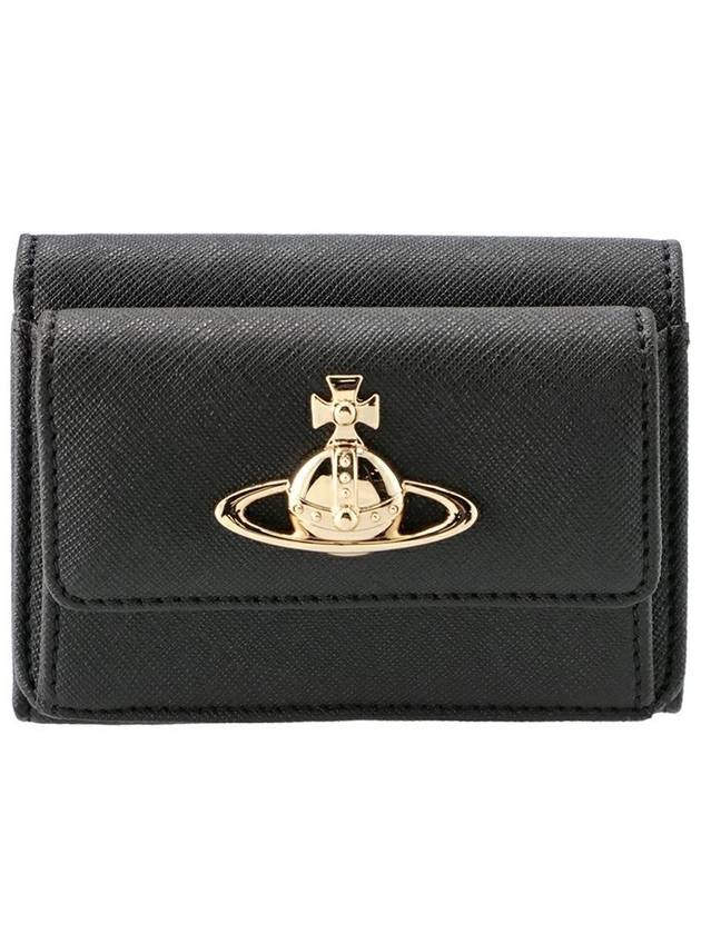 Logo Decorated Re-Vegan Half Wallet Black - VIVIENNE WESTWOOD - BALAAN 3