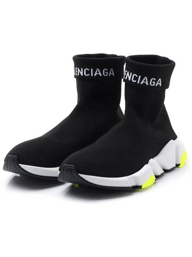 Speed ​​Cuffed Logo High Top Sneakers Neon Yellow Black - BALENCIAGA - BALAAN 4