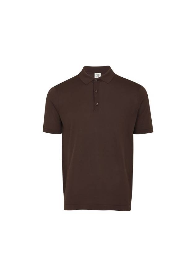 Men's Polo Short Sleeve Knit Top Brown - SOLEW - BALAAN 1