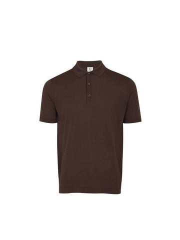 Men's Polo Short Sleeve Knit Top Brown - SOLEW - BALAAN 1