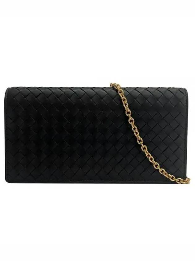 Leather Intrecciato Chain Shoulder Bag Black - BOTTEGA VENETA - BALAAN 2