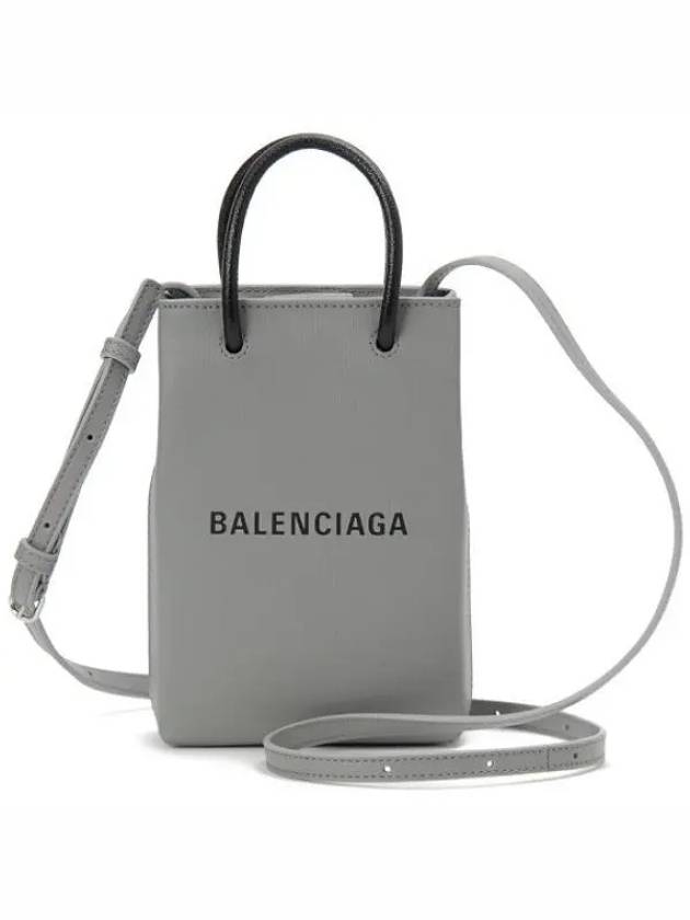 Logo Print Phone Holder Small Cross Bag Grey - BALENCIAGA - BALAAN 2