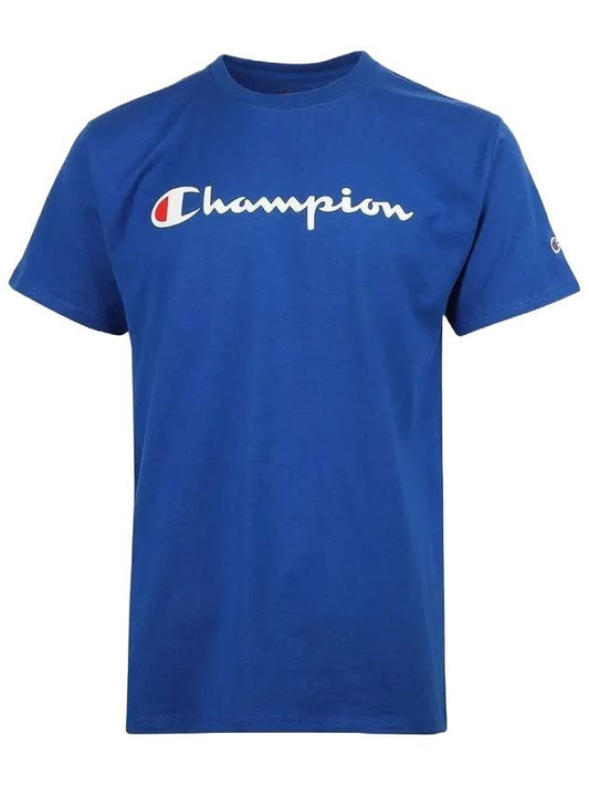 Script Logo Classic Jersey Short Sleeve T-Shirt Blue - CHAMPION - BALAAN 1
