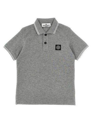 Kids Logo Patch Polo Shirt Grey - STONE ISLAND - BALAAN 1