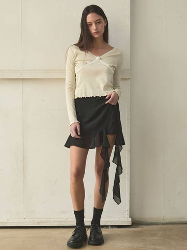 Women's unbalanced skirt UNBALANCE FRILL MINI SKIRT_BLACK - SIGREAT - BALAAN 1