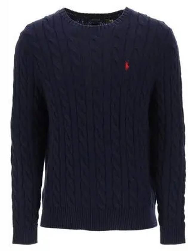 Embroidery Logo Cable Knit Top Navy - POLO RALPH LAUREN - BALAAN 2