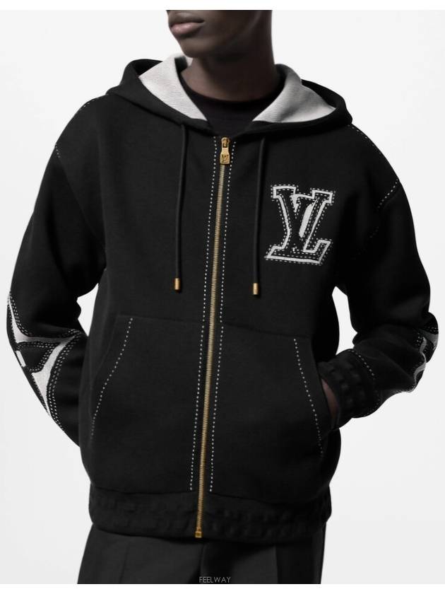 1AFXKW Graphic Intarsia Zipper Cotton Hoodie - LOUIS VUITTON - BALAAN 3