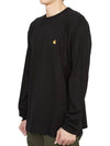 Men's Chase Mini Embroid Logo Long Sleeve T-Shirt Black - CARHARTT WIP - BALAAN 3