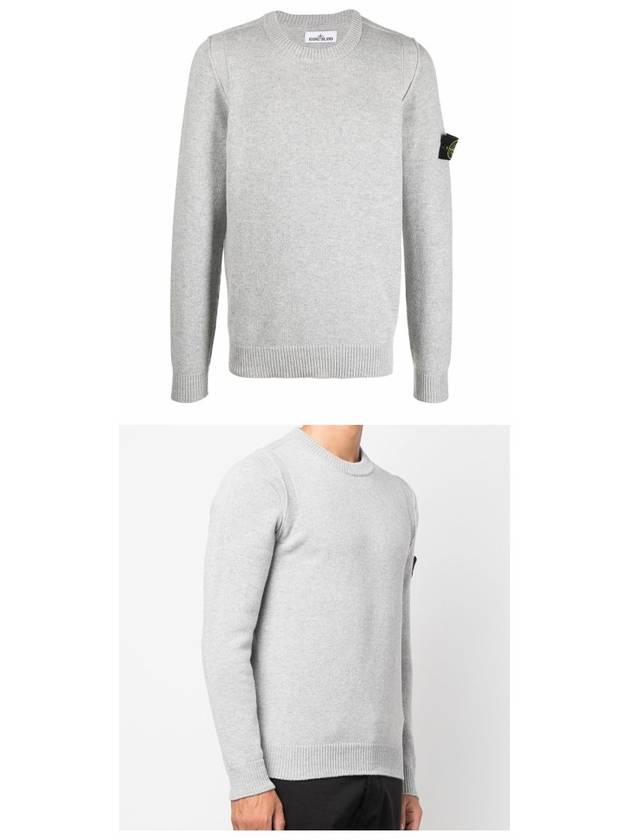 Wappen Patch Crew Neck Wool Knit Top Grey - STONE ISLAND - BALAAN 6