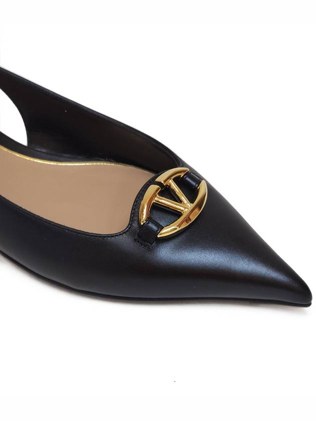 V Logo Bold Edition Sling Back Ballerina Black - VALENTINO - BALAAN 8