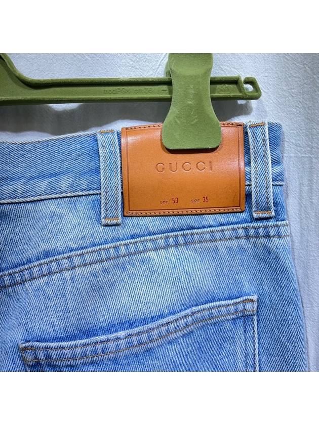 Men s 430368 Web Detail Light Blue Jeans Denim 35 - GUCCI - BALAAN 6