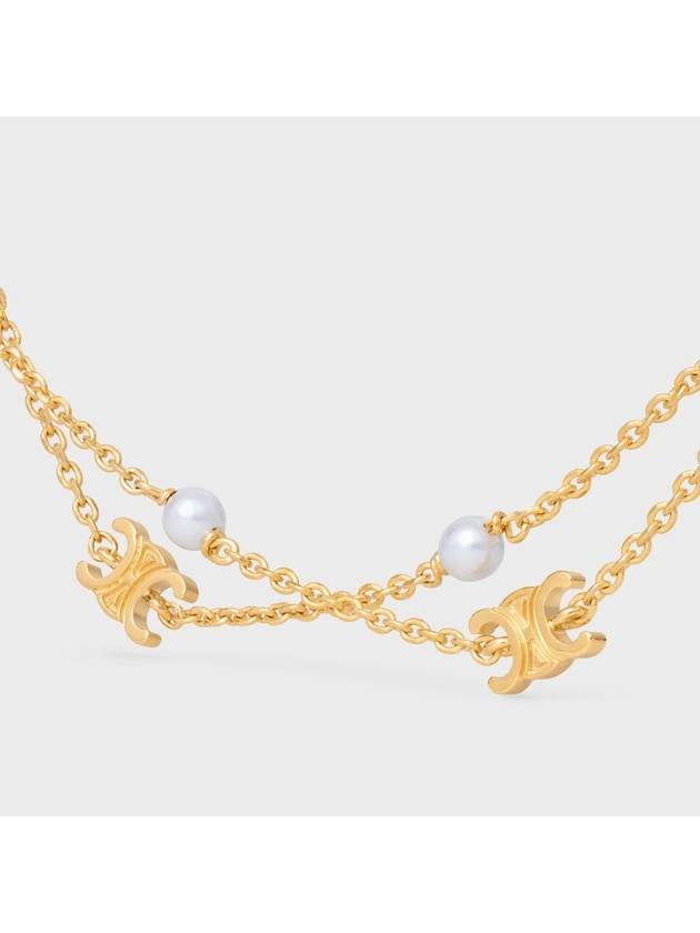 Women's Triomphe Pearl Double Necklace Gold - CELINE - BALAAN 4