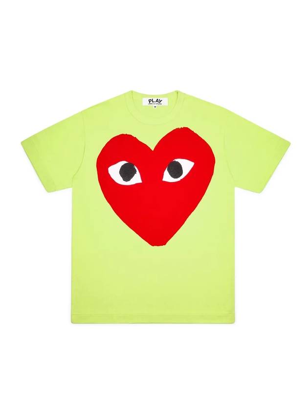 Women's Red Big Heart Print Short Sleeve T-Shirt P1 T273 2 Green - COMME DES GARCONS PLAY - BALAAN 1