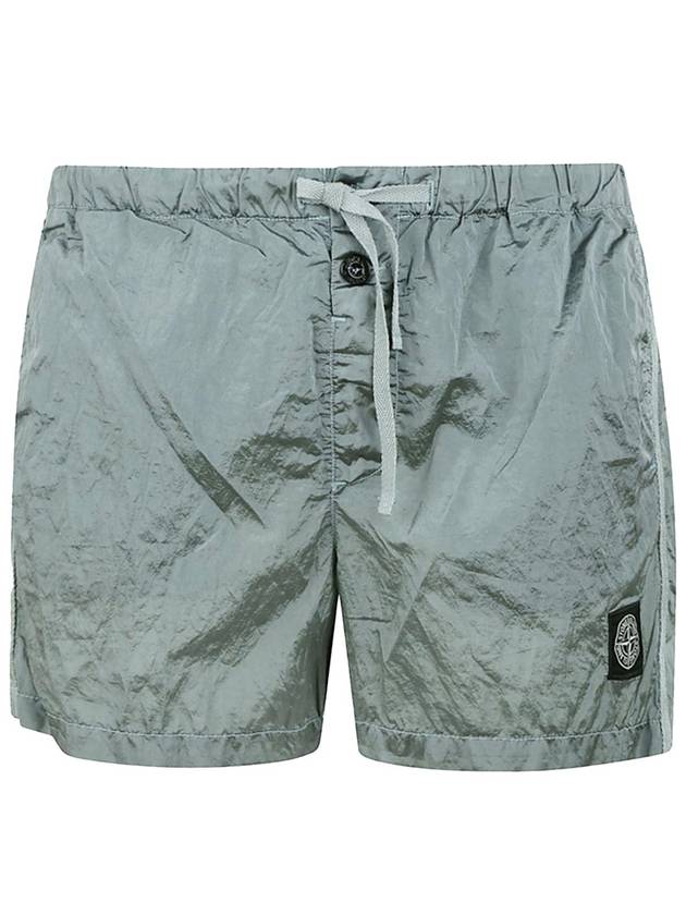 Waffen Patch Nylon Metal Swim Shorts Light Blue - STONE ISLAND - BALAAN.