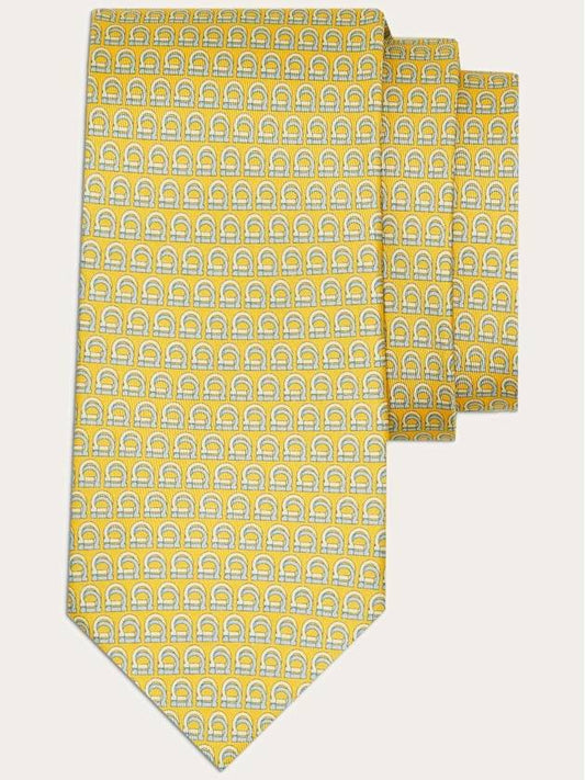 Interwoven Gancini Print Silk Tie Beige - SALVATORE FERRAGAMO - BALAAN 2