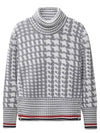 Prine Of Wales Jacquard Detail Cashmere Turtleneck Grey - THOM BROWNE - BALAAN 2