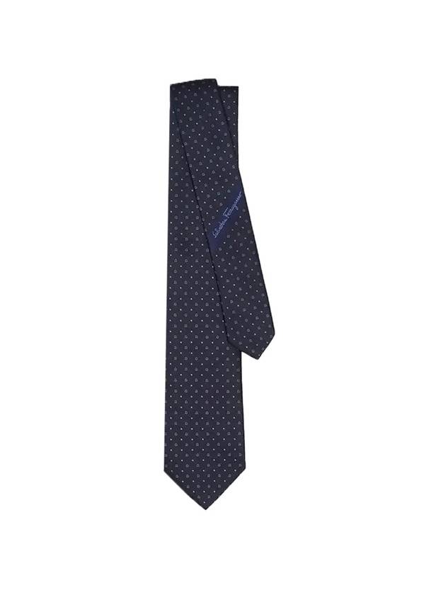 Men's Silk Tie Navy - SALVATORE FERRAGAMO - BALAAN 1