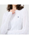 Embroidered Logo Pony Cable Knit Top White - POLO RALPH LAUREN - BALAAN 5