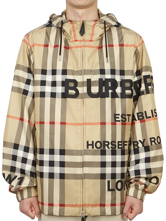 Men's Horseferry Print Check Hoodie Zip-up Beige - BURBERRY - BALAAN 2