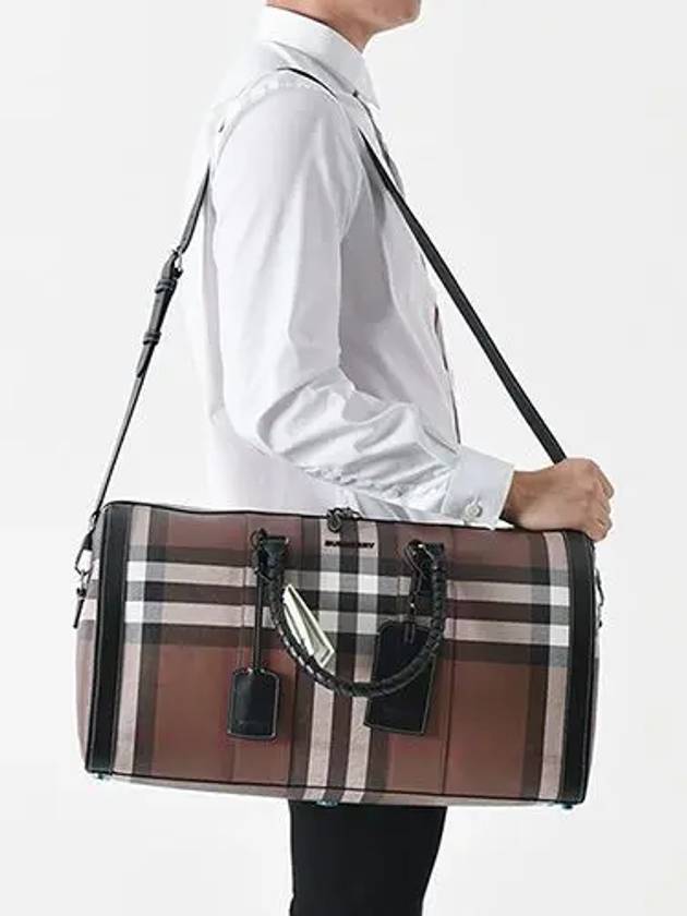 Check Coated Canvas Duffel Bag Brown - BURBERRY - BALAAN.