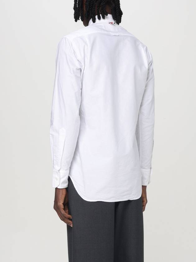 Men's Logo Patch Cotton Long Sleeve Shirt White - THOM BROWNE - BALAAN 4