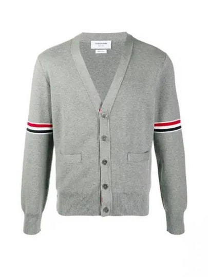 Milano Stitch Sprite Armband Cotton V-neck Cardigan Light Grey - THOM BROWNE - BALAAN 2