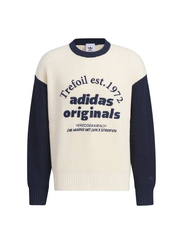 Classic Sports Embroidered Logo Knit Top Navy Ivory - ADIDAS - BALAAN 1