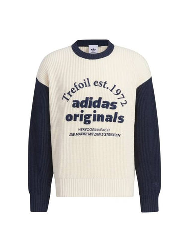 Classic Sports Embroidered Logo Knit Top Navy Ivory - ADIDAS - BALAAN 1