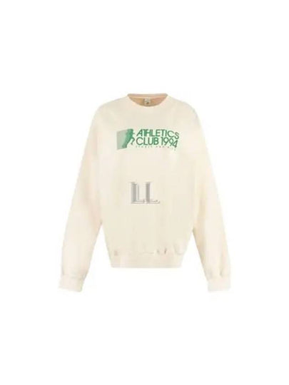 Logo Print Crew Neck Cotton Long Sleeve T-shirt Cream - SPORTY & RICH - BALAAN 2