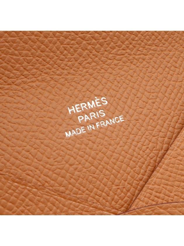 Caramel Absong Calfskin Calvi Card Holder B Engraved - HERMES - BALAAN 9