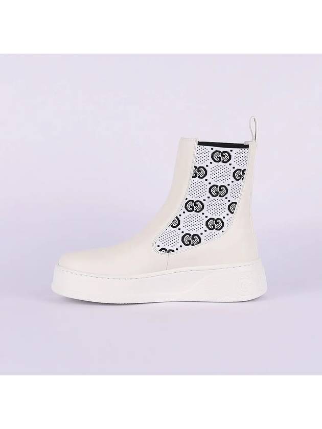 GG Jersey Leather Chelsea Boots White - GUCCI - BALAAN 4