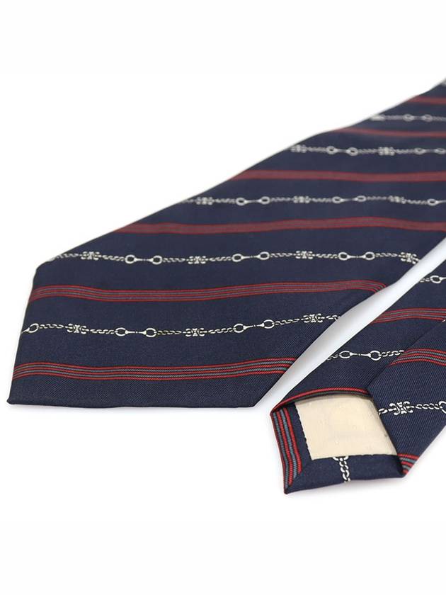 100 silk navy red striped pattern tie - CELINE - BALAAN 4