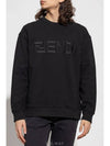 Embroidered Logo Crew Neck Sweatshirt Black - FENDI - BALAAN 2