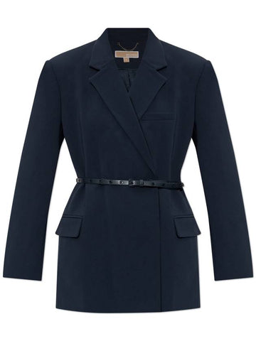 Michael Michael Kors Double-breasted Blazer, Women's, Navy Blue - MICHAEL KORS - BALAAN 1