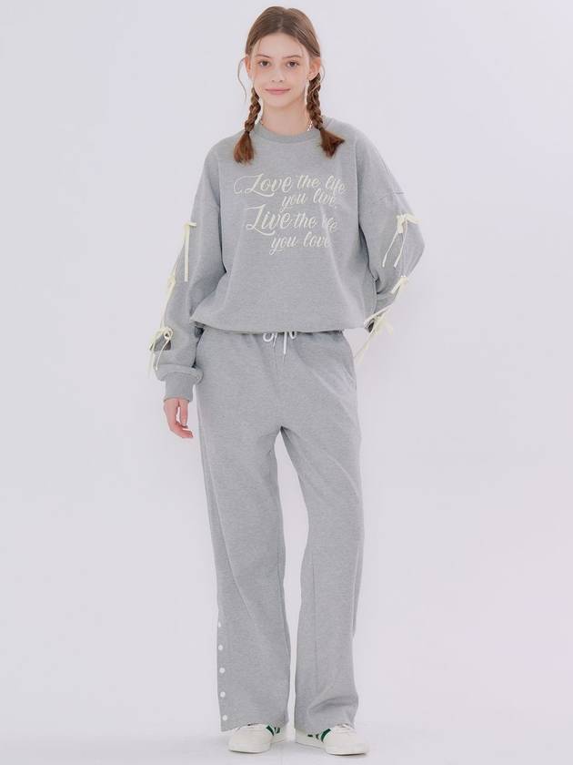 Ribbon Slit Lettering Overfit Sweatshirt Grey - METAPHER - BALAAN 5