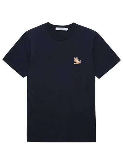 Chillax Fox Patch Classic Short Sleeve T-Shirt Navy - MAISON KITSUNE - BALAAN 2