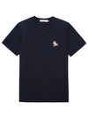 Chillax Fox Patch Classic Short Sleeve T-Shirt Navy - MAISON KITSUNE - BALAAN 2