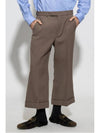 Textured Gabardine Cropped Straight Pants Brown - GUCCI - BALAAN 4