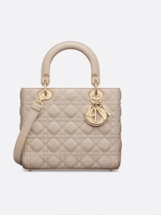 Lady Cannage Lambskin Medium Tote Bag Powder Beige - DIOR - BALAAN 2